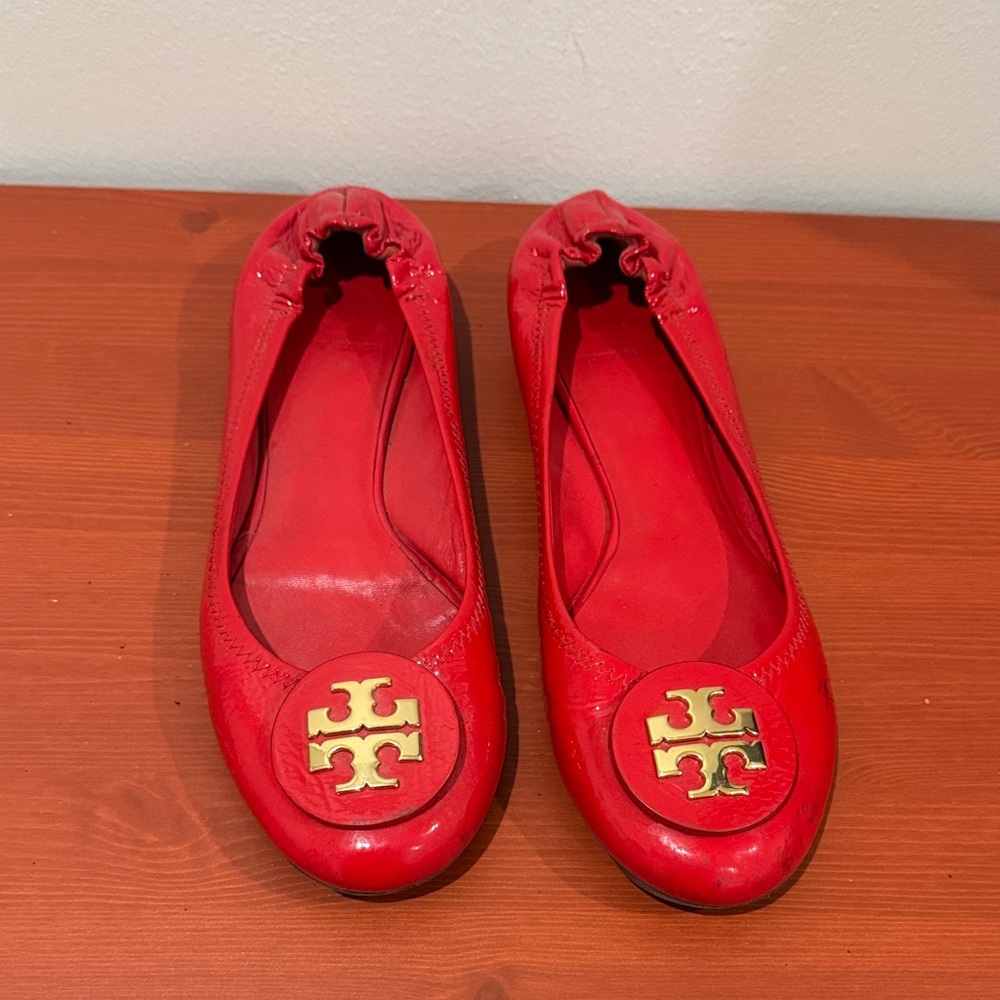 Tory Burch Red Logo Flats